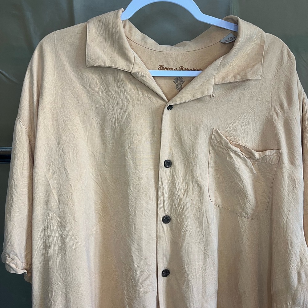 Tommy Bahama Tan and Orange Casual Button Down Shirt